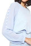 Sheer Sleeve Elastic Waist Dress