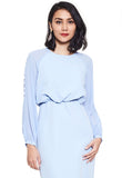 Sheer Sleeve Elastic Waist Dress