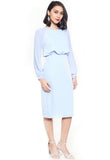 Sheer Sleeve Elastic Waist Dress