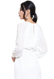 Sheer Sleeve Elastic Waist Dress