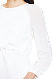 Sheer Sleeve Elastic Waist Dress