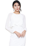 Sheer Sleeve Elastic Waist Dress