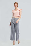 Houndstooth Flare Two-sided Button Pants