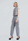 Houndstooth Flare Two-sided Button Pants
