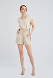 Relaxed Ruched Tie-Waist Elastic Shorts