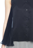 Side Accordion Pleated Sleeveless Blouse