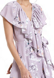 Floral Ruffle Wrap Long Dress